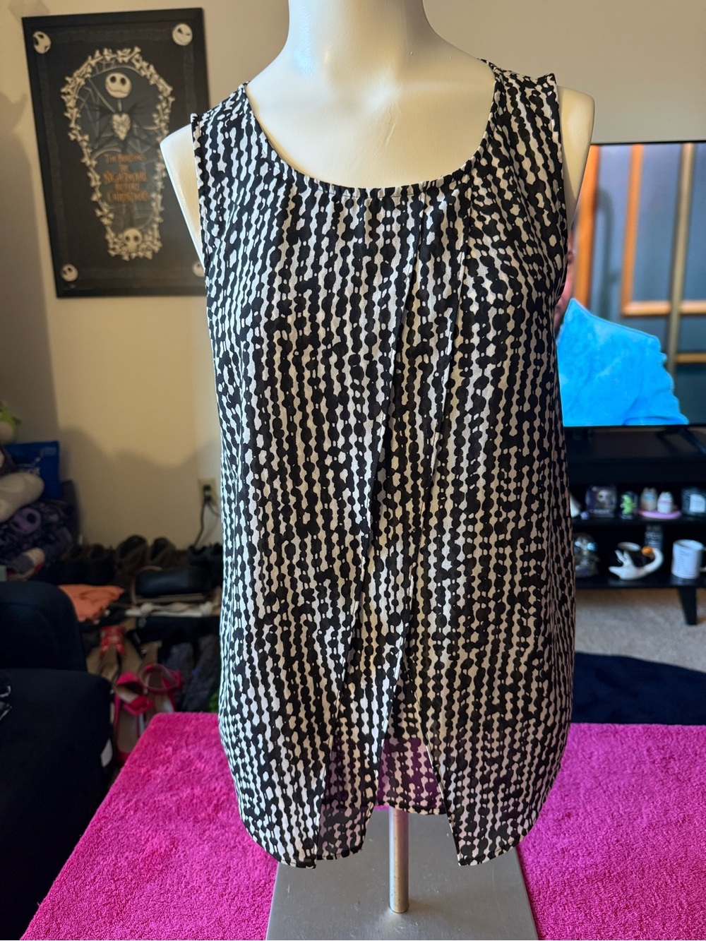 Halogen Black & White Dot-Pattern Sleeveless Camisole